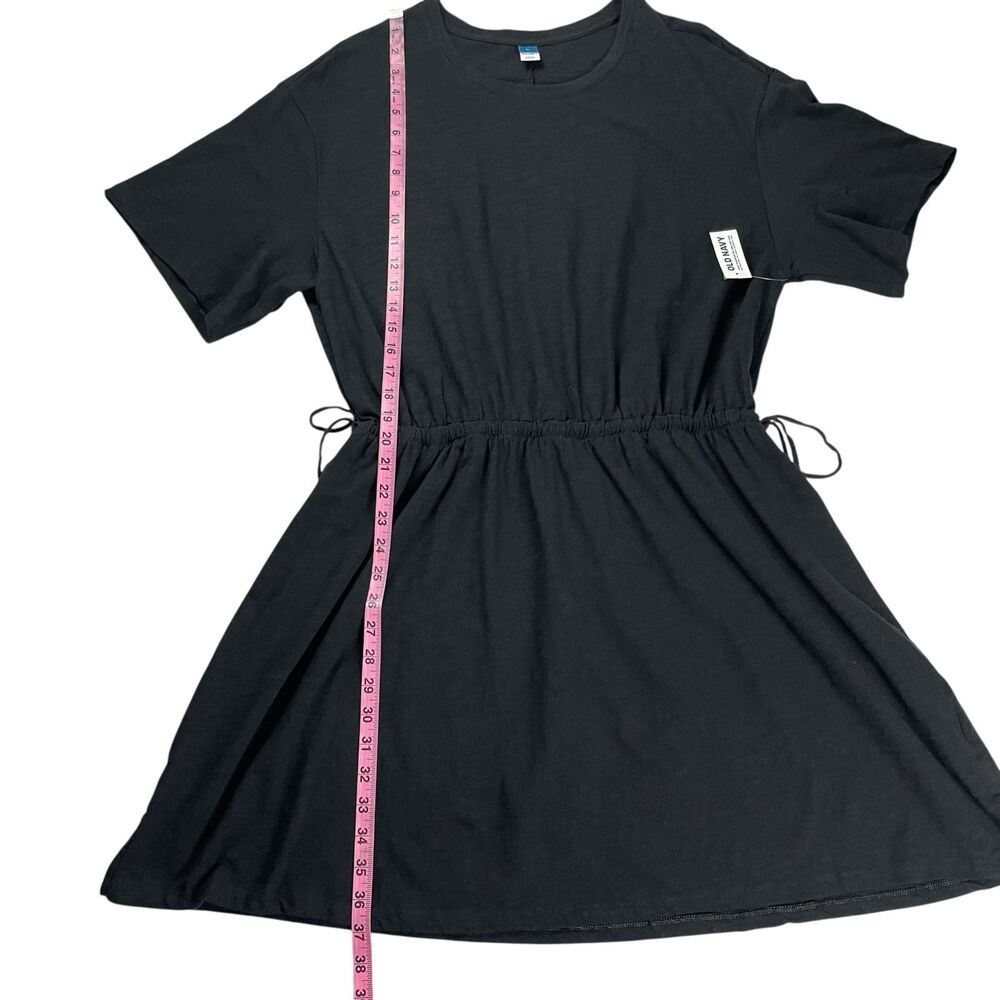 Old Navy Women's Dress XL Black Short Sleeve Cinched Waist Drawstring Cotton - Picture 9 of 11